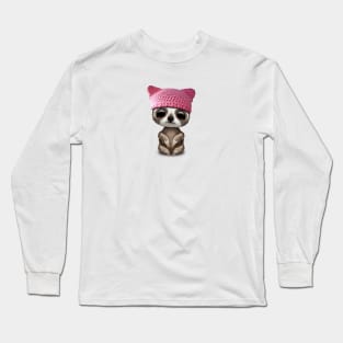 Cute Baby Sloth Wearing Pussy Hat Long Sleeve T-Shirt